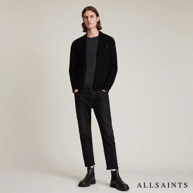 【ALLSAINTS】MODE MERINO 純羊毛公羊頭骨刺繡針織外套-黑 MK002D(舒適版型)