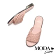 【MODA Luxury】簡約時尚清新編織低跟拖鞋(粉)