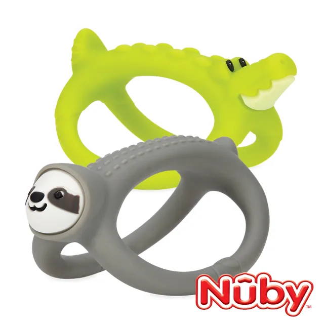【Nuby】矽膠搖搖固齒器-樹懶/鱷魚(兩款可選)