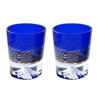【田島硝子】日本製 金箔冷酒杯 富士山杯  琉璃藍+琉璃藍 對杯(TG20-016-1GB+TG20-016-1GB)