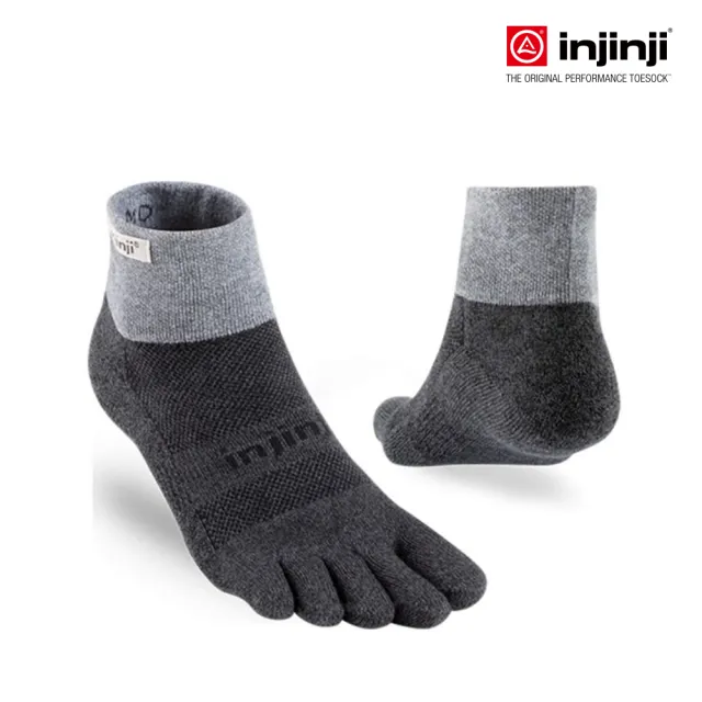 【Injinji】Trail野跑避震吸排五趾短襪(黑色)NAA36(吸濕排汗 厚底防震 防腳底水泡 推薦鐵人襪)