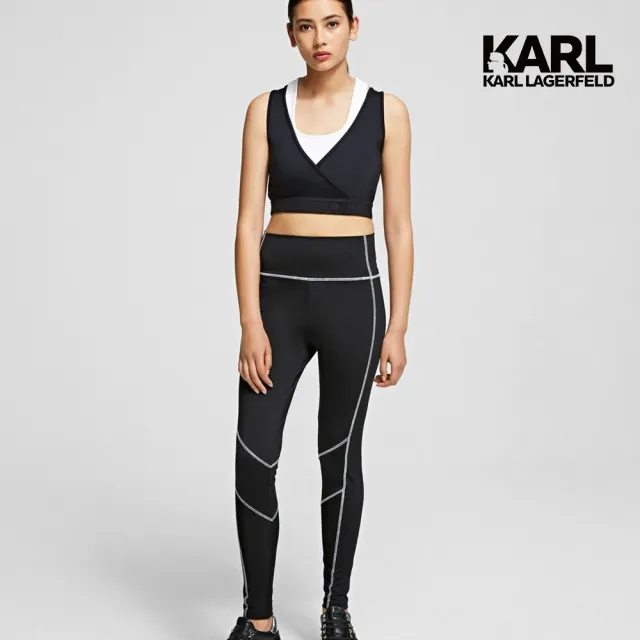 【KARL LAGERFELD 卡爾】線條造型緊身褲-黑(原廠公司貨)
