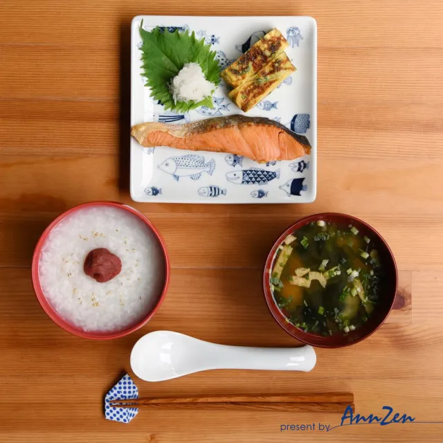 【AnnZen】《natural 69》日本波佐見燒 正角皿盤-魚群(日本製 正角陶盤)
