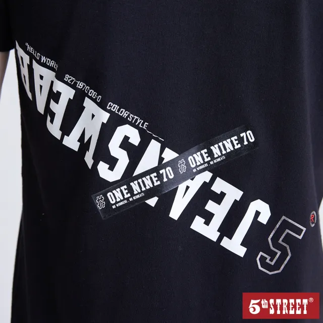 【5th STREET】男裝 短t 短袖 上衣 t恤 TEE logo 棉質 黑色(570846)