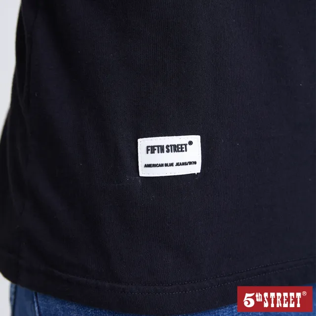 【5th STREET】男裝 短t 短袖 上衣 t恤 TEE logo 棉質 黑色(570846)