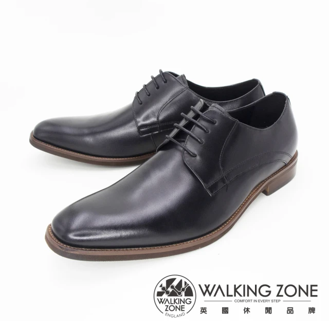 【WALKING ZONE】男  英倫素色綁帶皮鞋   男鞋(黑)