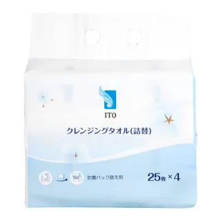 【ITO 日本伊藤】盒裝洗臉巾專用補充包(1袋4入 1入25抽 共100抽)