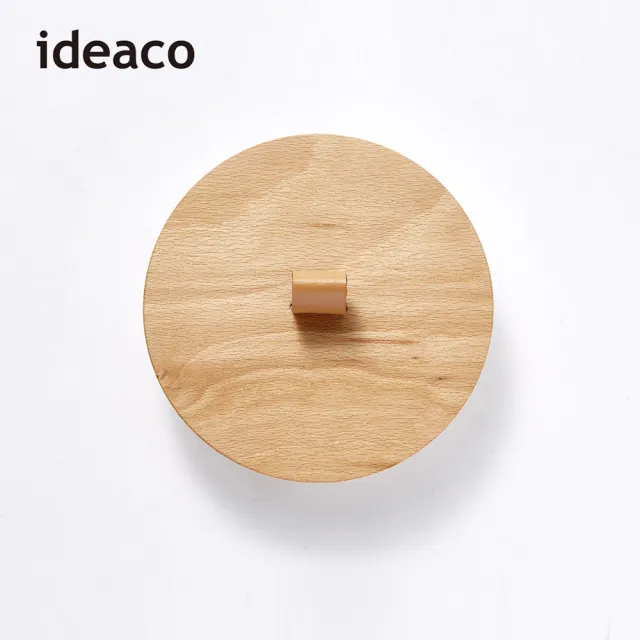 【IDEACO】日本ideaco 圓形家用垃圾桶11.4L專用原木蓋-附真皮把手-TUBELOR HOMME系列專用(kifuta/垃圾桶蓋)