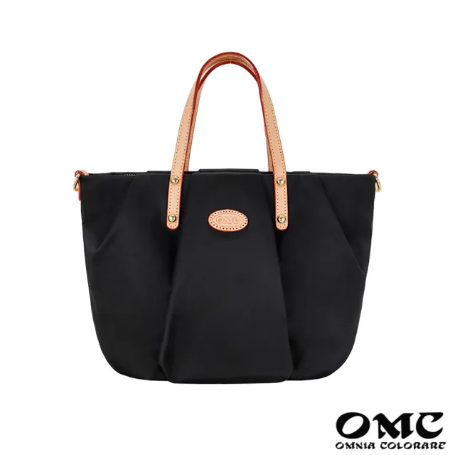 【OMC】抓皺南瓜包手提斜背兩用包2959-(黑色)