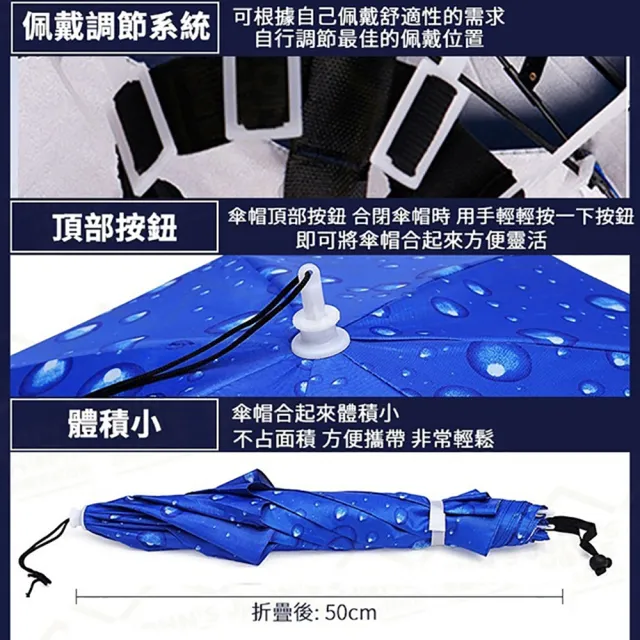 【JOHN HOUSE】雙層戶外防曬傘帽 體積輕巧 頭戴雨傘 釣魚帽傘 晴雨傘 遮陽傘 遮陽帽(防曬傘帽)