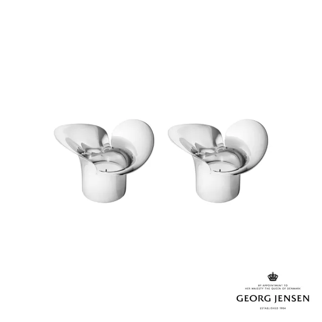 【Georg Jensen 喬治傑生】BLOOM BOTANICA 蠟燭杯燭臺 二件組(不鏽鋼)