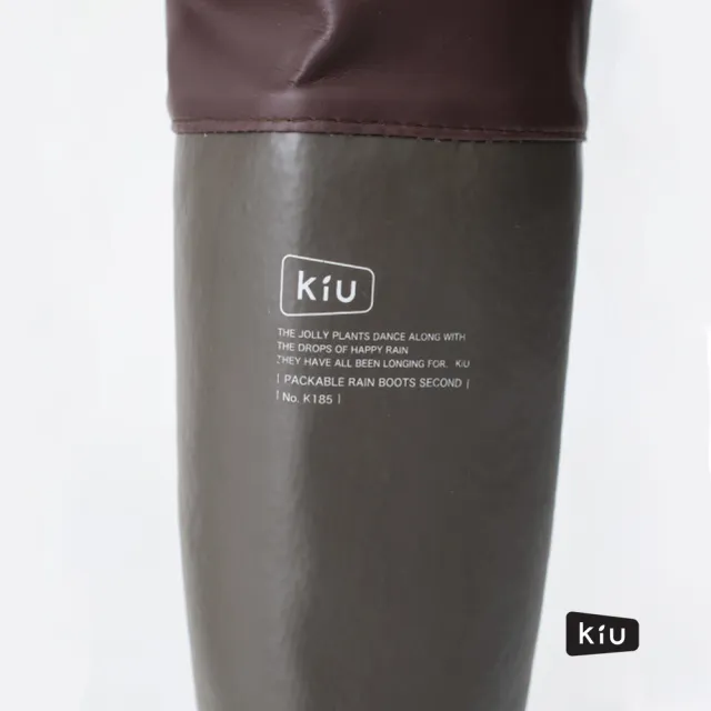 【KIU】二代可折疊百搭雨鞋/文青風氣質雨靴 附收納袋(男女適用 咖啡色)