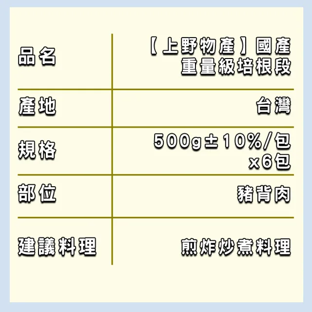 【上野物產】6包 厚切培根片 (300g/包) (年菜)