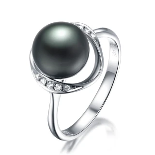 【禾美珠寶】天然南洋黑珍珠戒指FF104(18K金)