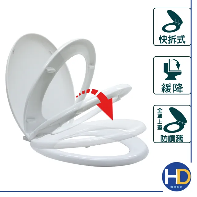 【海德廚衛】全罩式靜音緩降快拆馬桶蓋(簡約款) 