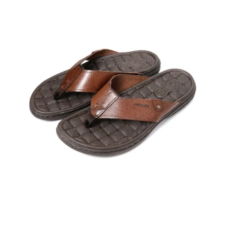 【PEGADA】彈性舒適夾腳拖鞋 時尚棕(131281-DBR)