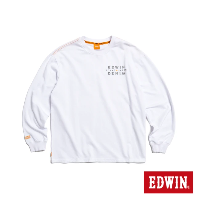 EDWINEDWIN 男裝 橘標 寬版薄絨薄長袖T恤(白色)