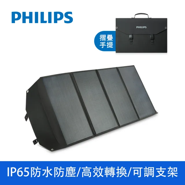 【Philips 飛利浦】100W大功率 折疊太陽能充電板 DLP8843C(露營/戶外/車宿)