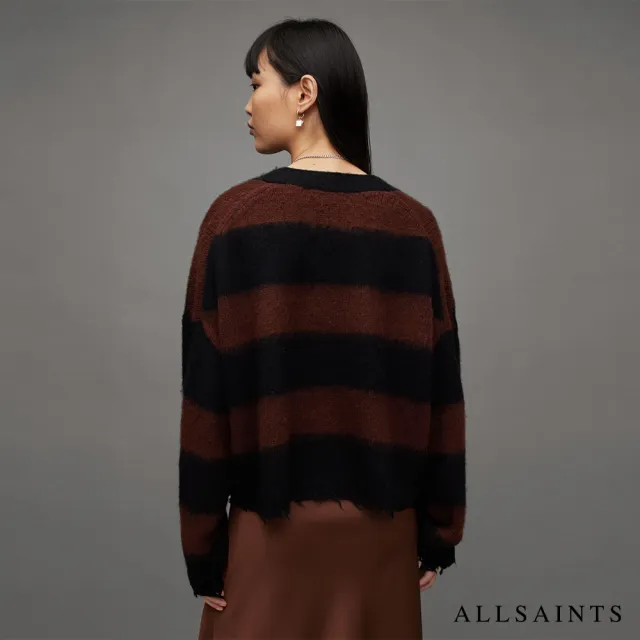 【ALLSAINTS】LOU 短版羊毛針織上衣BLK/CHESTNUT BROWN WK019Z(舒適版型)