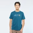 【JEEP】男裝 品牌LOGO純棉百搭短袖T恤(藍綠)