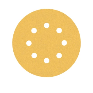 【BOSCH 博世】BOSCH 超耐久金色圓形8孔自黏砂紙(125 mm  5片/包)