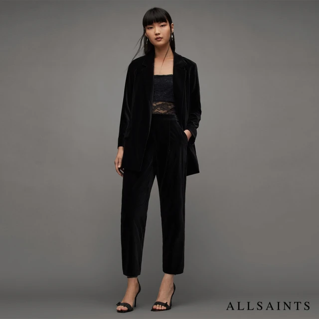 【ALLSAINTS】ALEIDA 天鵝絨中腰西裝長褲Black WT026Z(舒適版型)