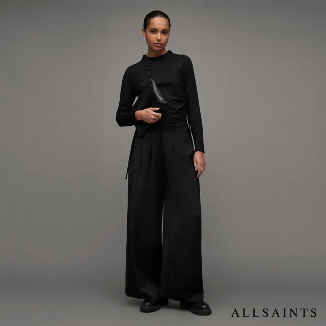 【ALLSAINTS】BETA 金屬感長袖T恤Black WM018Z(舒適版型)