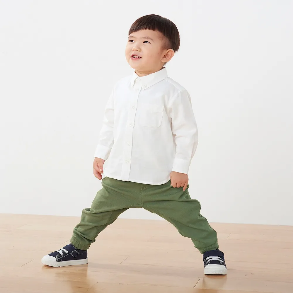 【MUJI 無印良品】幼兒棉混輕鬆活動舒適拼接錐形褲(共3色)