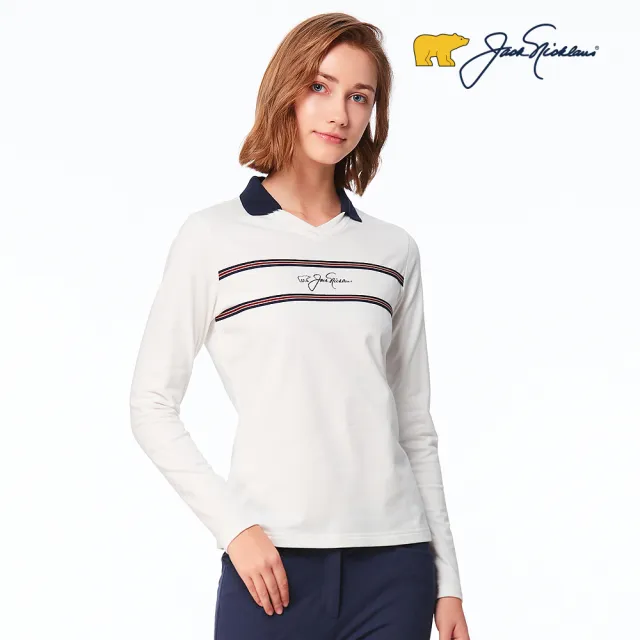【Jack Nicklaus 金熊】GOLF女款健康素材有領T SHIRT(白色)