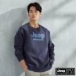 【JEEP】男裝 品牌LOGO刷毛長袖大學T(海軍藍)