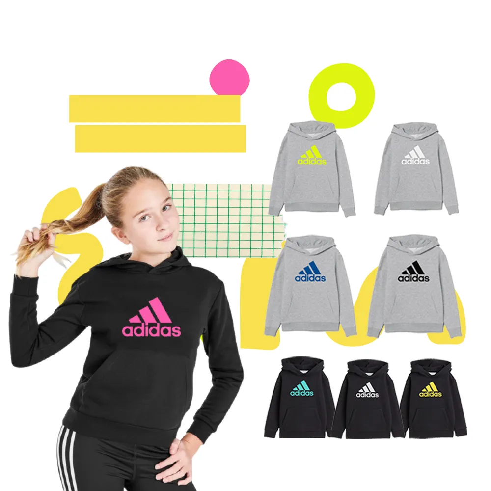 【adidas 愛迪達】兒童秋冬LOGO連帽上衣(童裝、兒童、長袖、連帽衛衣、LOGO帽T)