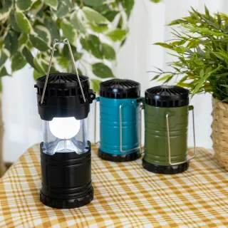 【YU Living 信歐傢居】多功能露營燈 野營燈 檯燈 小風扇照明燈(3色/黑.藍.綠色)