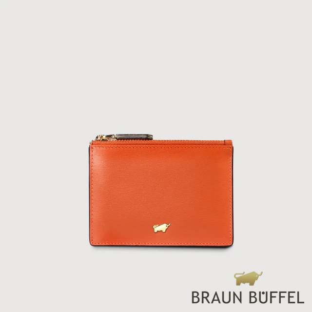 BRAUN BUFFEL 德國小金牛 台灣總代理 城市 拉鍊零錢包-赤陶色(BF817-163-TC)