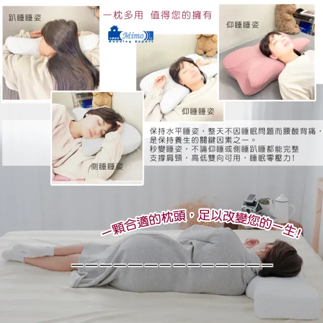 【米夢家居】高密度枕手睡中高雙用月牙記憶枕-側睡仰睡深眠(附加厚棉質布套 1入)
