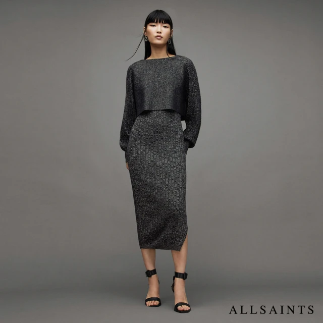 ALLSAINTS MARGOT 金屬光澤兩件式洋裝Black/Silver(常規版型)