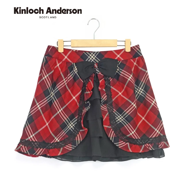 Kinloch Anderson 拼接蝴蝶結雪紡荷葉短裙 金安德森女裝(KA0275401 紅格)