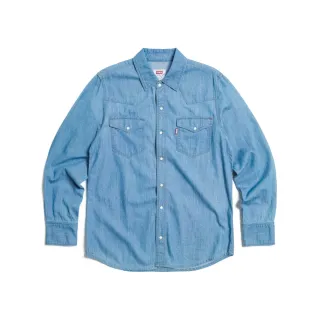 【EDWIN】男裝 西部式長袖牛仔襯衫(漂淺藍)