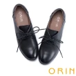 【ORIN】復古真皮綁帶牛津粗中跟裸靴(黑色)