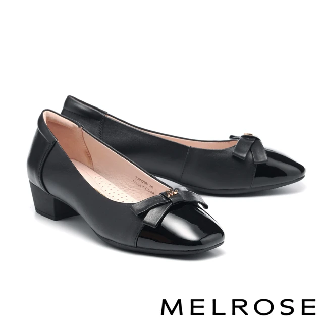 MELROSE 美樂斯 沉穩時尚雙拉鍊牛皮圓頭低跟短靴(黑)
