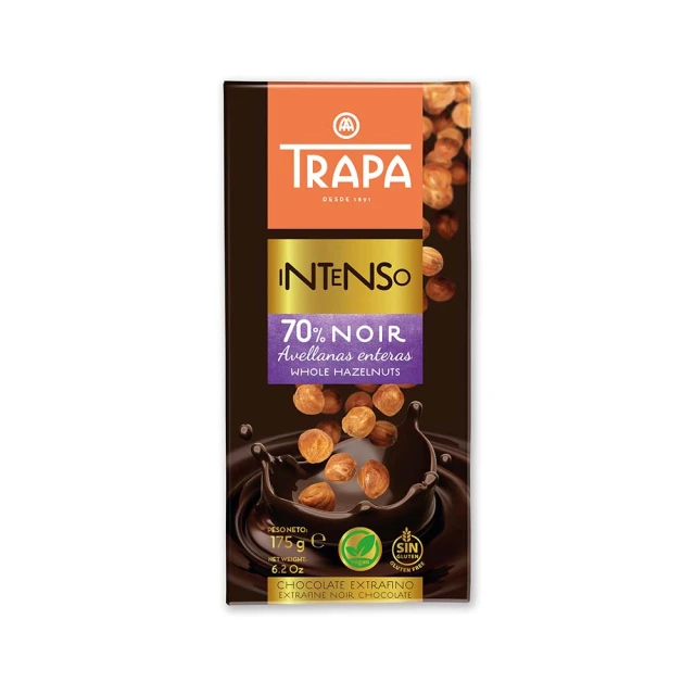 即期品【西班牙Trapa】整顆榛果70%黑巧克力175g(效期：2024/11/26)