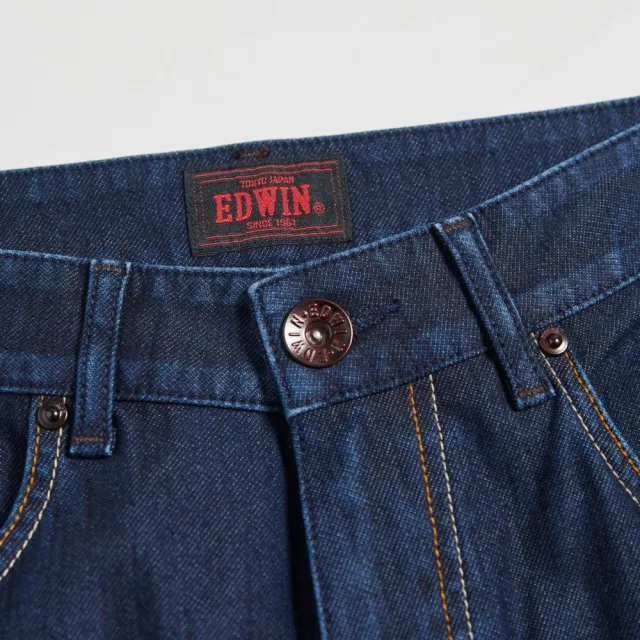 【EDWIN】男裝 EDGE x JERSEYS迦績 皮條窄管直筒牛仔褲(原藍色)