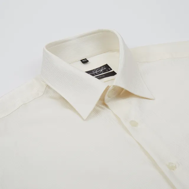 【ROBERTA諾貝達】日本素材 台灣製 內鍊優雅 紳士腰身嚴選長袖襯衫(米色)