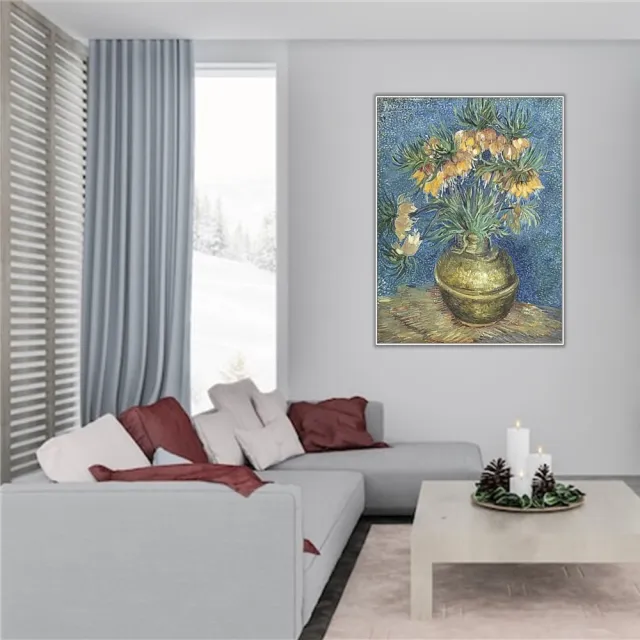 《貝母花》梵谷．後印象派 世界名畫 經典名畫 風景油畫-白框60x80CM