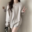 【D.studio】韓版休閒寬鬆長袖運動套裝(長袖上衣+短褲女裝衣服寬鬆上衣顯瘦上衣長恤褲子袖t運動褲 S281)