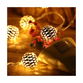 【Saikoyen】唯美LED縷空摩洛哥球燈暖光燈串1組(聖誕燈 氣氛燈 串燈 聖誕節 布置 佈置)