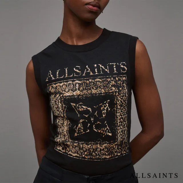 【ALLSAINTS】LEANA IMOGEN 純棉LOGO豹紋背心 WG004Z(修身版型)