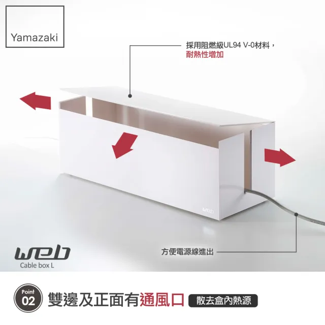 【YAMAZAKI】web電線收納盒-附蓋-白(電線收納/集線器/線材收納/線材整理)