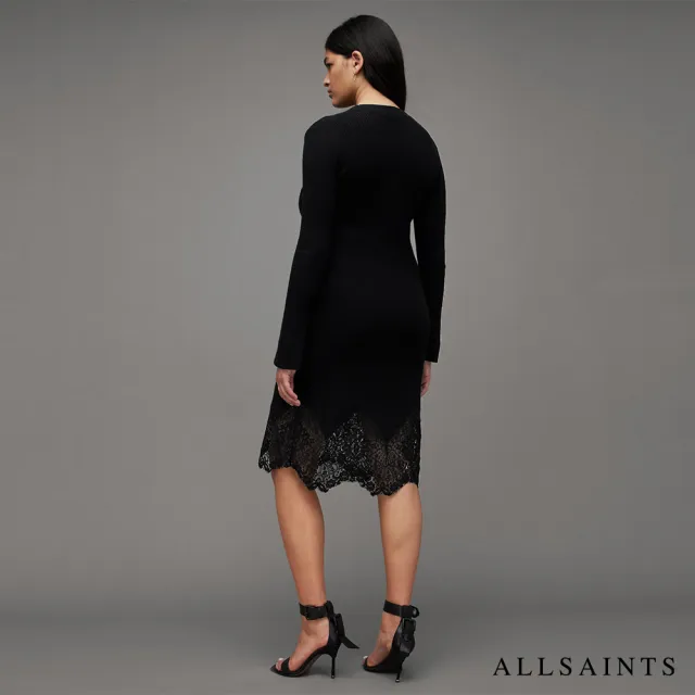 【ALLSAINTS】MILLY 蕾絲羊毛針織貼合短洋裝 WD044Z(修身版型)