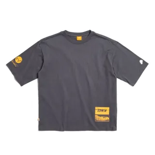 【EDWIN】男裝 橘標 寬版橘印花短袖T恤(暗灰色)