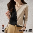 【Lockers 木櫃】秋季女裝不對稱撞色針織衫上衣 L112111302(針織衫上衣)